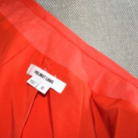 Helmut Lang Coral red Glossy Linen bomber jacket - Picture 3 of 7